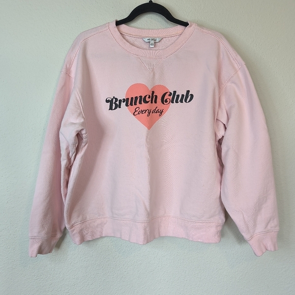 Wildfox Brunch Club Every Day Graphic Sweatshirt in Pale Pink Size Large - Picture 2 of 11